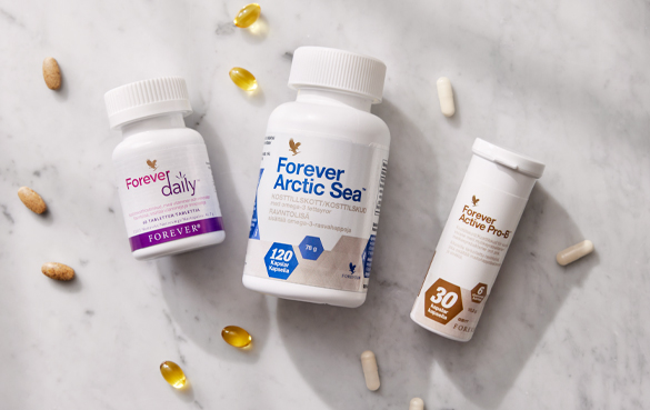 Forever Key 3 sisältää vitamiineja, omega-3:a ja tarkoin valittuja maitohappobakteereita. Kätevää ja helppoa. 
