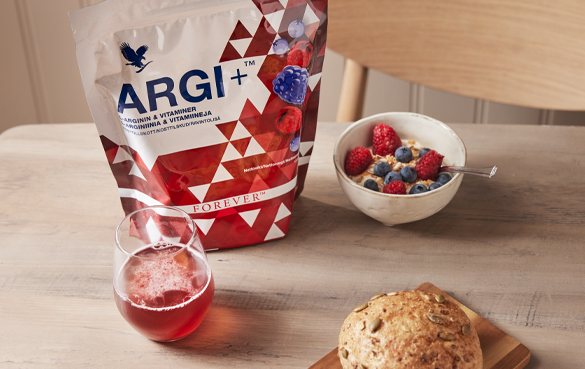 ARGI+ on Foreverin puhtia antava ravintolisä, joka sisältää aminohappo L-arginiinia ja useita välttämättömiä vitamiineja, kuten B6- ja B12-vitamiineja. 